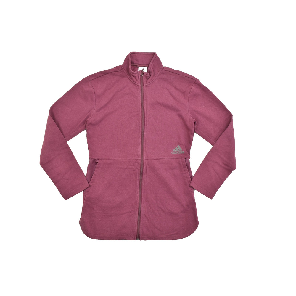 Adidas Womens XS Maroon Full Zip Fleece Jacket Adjustable Waist Pockets Activewe
